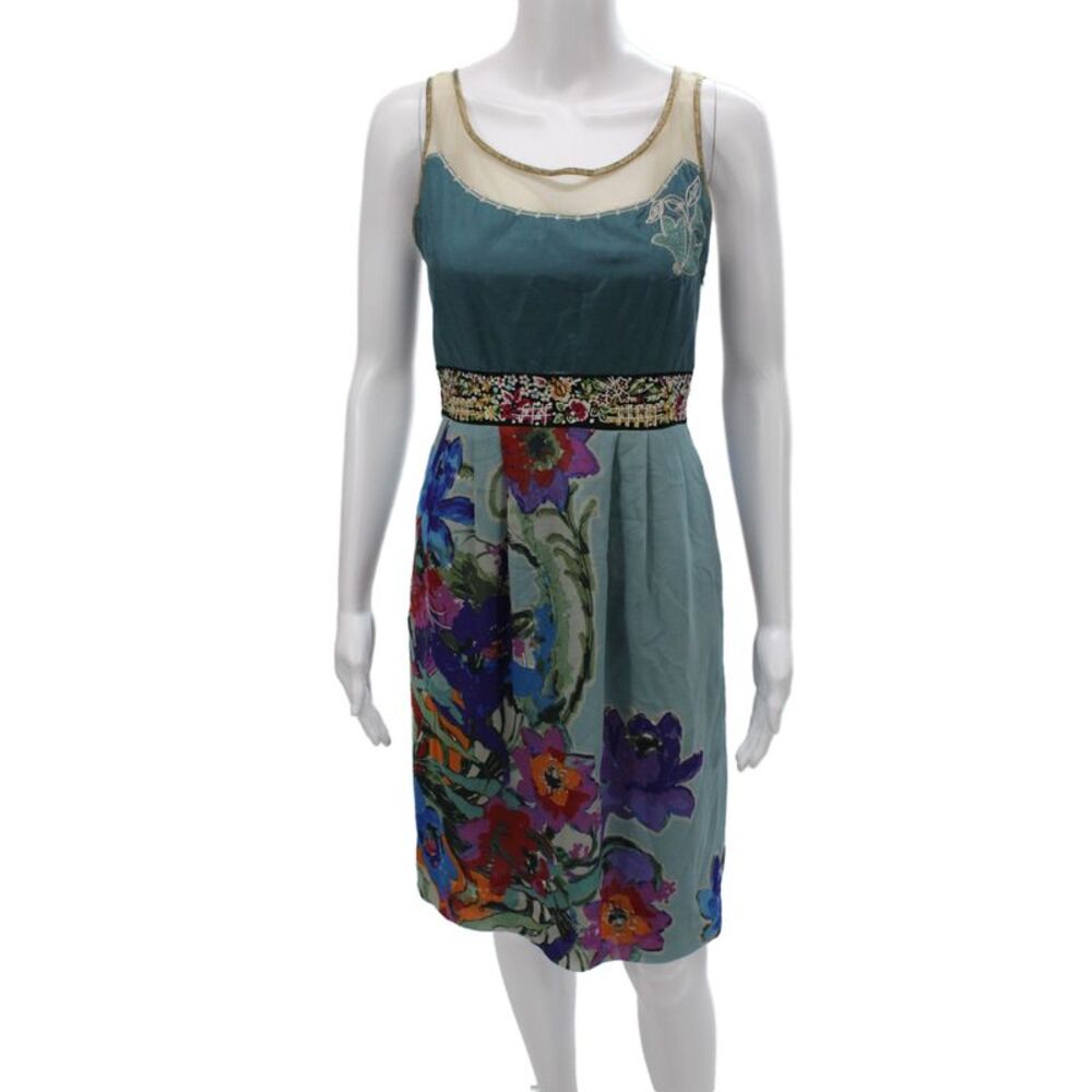 Floreat Women Fit & Flare Sundress Blue Floral Knee Length Size 0